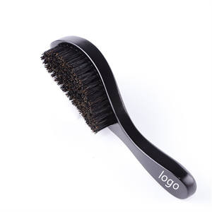 Logo personnalisé brosse à <span class=keywords><strong>barbe</strong></span> en bois courbé brosse à cheveux noire pour hommes LOGO personnalisé en poils de sanglier doux 360 - Product Image 1