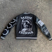 Vestes en cuir coupe-vent personnalisées avec logo brodé 3D, streetwear, hip hop, patch en chenille, veste de baseball oversize pour hommes