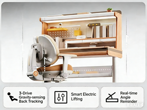 โต๊ะเรียนเด็ก <span class=keywords><strong>Igrow</strong></span> โต๊ะอ่านหนังสือปรับระดับได้ด้วยไฟฟ้า ชุดโต๊ะเก้าอี้ไม้เนื้อแข็งสำหรับนักเรียนชั้นประถมศึกษาที่บ้าน - Product Image 6