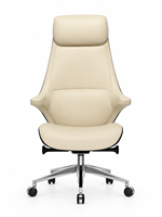 Chaise de bureau de direction moderne de luxe à dossier haut en cuir PU avec appui-tête, accoudoirs intégrés, base en aluminium, chaise pivotante