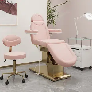 Mobiliário do salão 3 Motor Metal Base Elétrica Facial Rosa Massagem Spa Cama Especial para Salões De Beleza