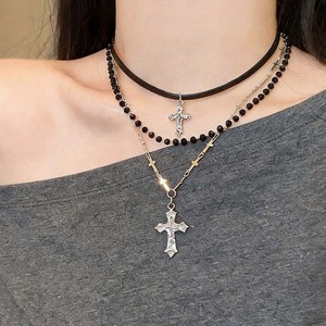 Collier pendentif croix métallique gothique <span class=keywords><strong>punk</strong></span> Y2K pour femmes, hommes et amoureux, colliers vintage multicouches à perles, bijoux <span class=keywords><strong>EMO</strong></span> des années 90, cadeau - Product Image 3