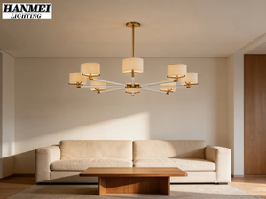 Lustre en laiton LED réglable en hauteur, style moderne rétro américain, pour salle à manger et salon de villa de luxe, 3 ans de garantie HM-HR-045 - Product Image 4