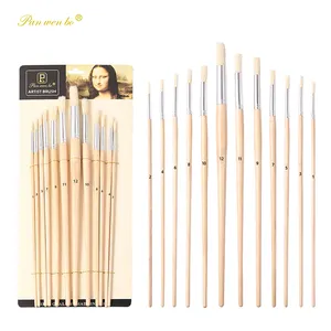 Factory Manufacturer Professional Round Peak Painting Brush Set Bristle Hair Wooden Artist Brush Paint Brushes