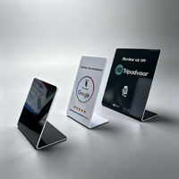Support de table en acrylique personnalisé pour avis NFC, carte d'avis Google avec fonction de tapotement pour téléphone, pour entreprises