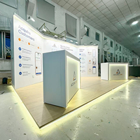 Stand d'exposition modulaire en bois réutilisable pour salon professionnel, construction rapide en 30 minutes, design simple