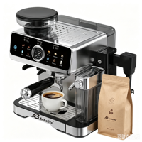 Machine à expresso semi-automatique Anbolife OEM Factory, 20 bars de pression, acier inoxydable, moulin à café réglable, 2 tasses