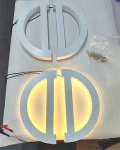 Tùy chỉnh Backlit Halo <span class=keywords><strong>LED</strong></span> <span class=keywords><strong>Light</strong></span> signage cho cửa hàng kinh doanh phía trước kim loại biểu tượng kênh chữ dẫn đăng ký 3D Backlit Logo trong nhà - Product Image 4