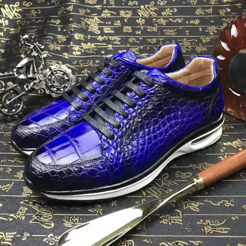 Venta caliente zapatos casuales para hombres de cuero de cocodrilo genuino Goodyear hombres zapatillas de deporte de cocodrilo zapatos de oficina personalizados para hombres