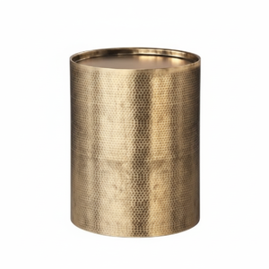 Taburete redondo de hierro Taburetes de metal de color dorado brillante en forma de tambor Taburetes de madera y mesa auxiliar Hecho a mano a granel - Product Image 1