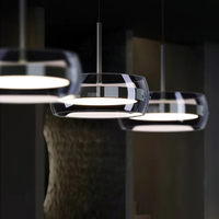 Luminaire suspendu en verre transparent gris de style moderne, 3 lumières, nickel noir