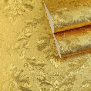 Alta qualità Design moderno PVC oro carta da parati rotoli Anti-statico giallo dorato <span class=keywords><strong>per</strong></span> il soffitto e decorazione della parete pannello di parete impermeabile - Product Image 4