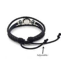 12 signes du zodiaque Bracelet lueur dans le noir zodiaque cuir multicouche réglable à la main tissé Bracelet Bracelet pour femmes hommes