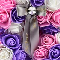 Bunga Buatan Kustom Berbentuk Beruang Mawar Warna Polos untuk Ulang Tahun dan Hari Ibu Pernikahan dengan Kotak Hadiah Pink 10 inci.