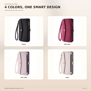 เคสโทรศัพท์แบบกระเป๋าสตางค์อเนกประสงค์พร้อมซิปด้านข้างสำหรับ <span class=keywords><strong>iPhone</strong></span> 18 17 16 15 14 13 Pro Max พร้อมช่องใส่บัตรและฝาครอบป้องกัน - Product Image 5