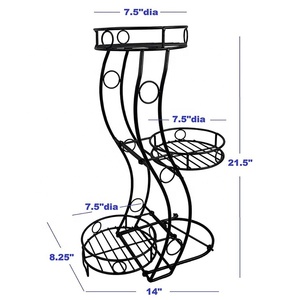 Support pour plantes et pots de fleurs en métal, en osier doré, suspendu à 3 niveaux pour intérieur et extérieur - Product Image 2