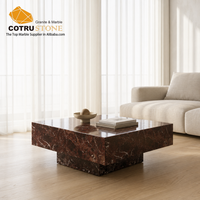 Table basse rectangulaire en marbre rouge Cotrustone Rosso Alicante, table centrale en pierre polie, mobilier de luxe pour salon