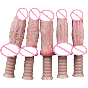 FAAK Dildo de silicona de doble capa realista con ventosa y mango de rosca, juguete sexual largo y grueso para mujeres y hombres, tapón anal OEM ODM - Product Image 3