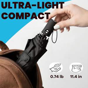 Vente en gros de <span class=keywords><strong>parasol</strong></span> automatique contre les rayons UV, parapluie 3 plis résistant au <span class=keywords><strong>vent</strong></span> et à la pluie, article promotionnel à commande manuelle imprimé avec logo personnalisé - Product Image 3