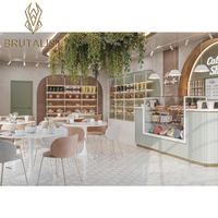 Service de conception de pâtisserie écologique entièrement personnalisé style brutaliste, vitrine à gâteaux moderne pour boulangerie, décoration intérieure, poudre