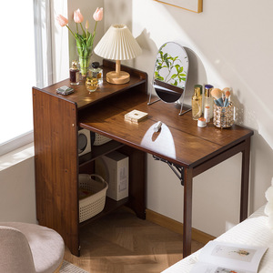 Table de toilette multifonctionnelle en bois massif pliable, moderne, simple et écologique, pour chambre d'appartement, avec armoire de rangement à la fin du <span class=keywords><strong>lit</strong></span> - Product Image 3