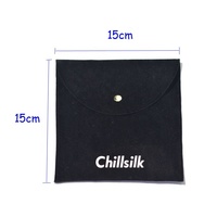 Sac de rangement pour bijoux en microfibre noire, fermeture à bouton pression, pour l'emballage de bijoux, vente chaude