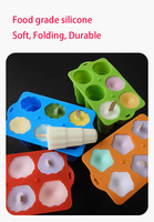 Moules à glace pliants en silicone de 6 pièces sans BPA Moule à glace réutilisable facile à libérer pour faire de la crème glacée une famille faite maison ensemble