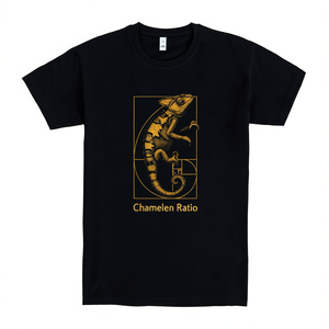 T-shirt Chameleon Ratio noir avec imprimé doré, taille adulte unisexe - Product Image 2