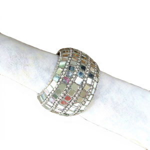 Rond de serviette en métal pour restaurant, hôtel, restauration, rond de serviette en mosaïque de cristal utilisé pour les mariages et autres fêtes, vaisselle - Product Image 1