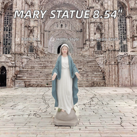 Statue de la Vierge Marie en résine peinte à la main, 8,54 pouces, magnifique, catholique, icône religieuse, objet de collection pour la maison