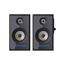 Altavoces de Estantería con Monitor Bluetooth Activo Estéreo 2.0 de 20 Vatios RMS con Carcasa de Madera, LED y Entrada de Audio Auxiliar y USB