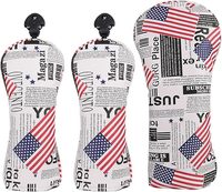 ASL USA Stars and Stripes Newspaper Golf Headcovers pour Woods et Driver, Housse de Protection en Cuir PU Personnalisée pour Têtes de Clubs de Golf