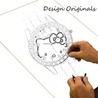 Montre de plongée de mode de luxe Allston Platinum Band Hellokitty Montres cadeaux avec alarme Moniteur de fréquence cardiaque Calendrier perpétuel