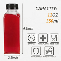 Bouteilles de jus en plastique de 12 oz réutilisables, contenants pour boissons, jus, lait, smoothies, bubble tea – Vente chaude