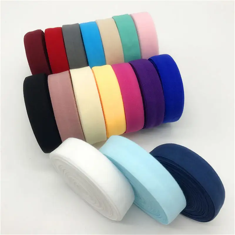 Custom Satin Crochet Clear Breathable Soft Double Bias Matte Foldover Sexy Colorful Webbing Strap Elastic For Underwear