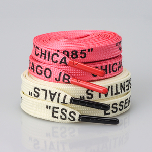 Lacets plats de haute qualité pour baskets, en polyester rouge et kaki de 245 cm de long, avec logo personnalisé imprimé en usine, 10 mm - Product Image 6