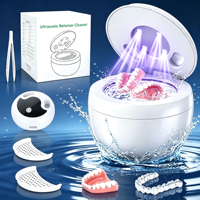 Dernier Nettoyeur Dentaire Ultrasonique Électrique Étanche IPX7 45kHz pour Usage Domestique avec Quatre Lampes UV pour Nettoyage en Profondeur des Prothèses Dentaires et Appareils Orthodontiques