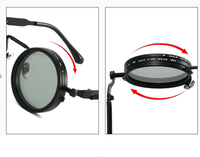 Lunettes de soleil à teinte réglable, lunettes polarisées rondes à 1-9 niveaux avec filtre ND
