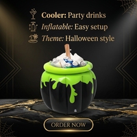 Seau à Boissons Gonflable en Forme de Chaudron de Sorcière d'Halloween en PVC, Idéal pour la Décoration de Scène de Fête et comme Accessoire de Présentation de Boissons