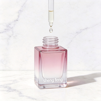 Flacon compte-gouttes en verre transparent de 30 ml à épaule plate avec logo personnalisé pour huile capillaire, sérum, gouttes pour les yeux, sérum de soin de la peau, emballage cosmétique
