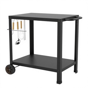 Luxurious Outdoor Double-Shelf metal Kitchen Cart <strong>BBQ</strong> Pizza Oven <strong>Stand</strong> for Outside Use - Product Image 1