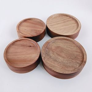 Solid wood acacia glass bottle storage <b>jar</b> with airtight wooden lid, <b>Mason</b> <b>jar</b> with threaded wooden lid, storage container with - Product Image 2