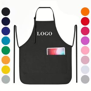 High Quality Adjustable Black Chef Cook Long <b>Apron</b> Cotton-Poly for Coffee Shop Bbq Grill <b>Kitchen</b> Use - Product Image 2