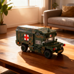 Mainan Blok Bangunan Plastik Kreatif Bentuk Ambulans OEM Grosir 784PCS dengan Pintu yang Dapat Ditarik untuk Anak-Anak - Product Image 4