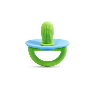 Anneau de dentition en silicone souple anti-sucette en forme de cactus, de qualité alimentaire, pour bébé, bâtonnet de massage des gencives, bouclier de sécurité, jouet à mâcher pour nourrisson, stérilisable à l'eau bouillante - Product Image 1
