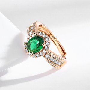 Set di Anelli da Donna in Ottone Placcato Oro Champagne con Zirconi Micro Pavé a Forma di Goccia d'Acqua, Elegante e Raffinato, Multicolore di Alta Qualità - Product Image 5
