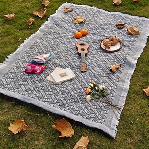 Vente chaude Matelas de randonnée et de pique-nique d'extérieur pliable, léger, portable, en maille tricotée bohème à <span class=keywords><strong>treillis</strong></span> en T, imperméable - Product Image 4