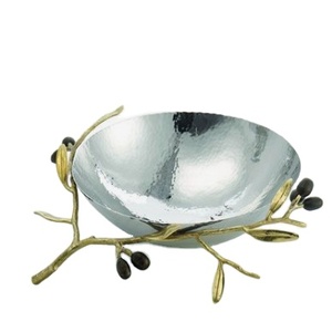 Bol à salade de fruits en forme de feuille d'olivier avec finition brillante de concepteur élégant Table à dîner bol en aluminium de service alimentaire meilleure qualité - Product Image 1