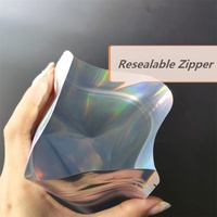Sachets d'Emballage Personnalisés en Mylar Holographique à Fermeture Éclair, à Trois Côtés, Scellés, pour Noël, Petits