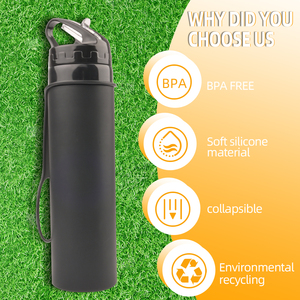Botella de Agua Plegable de Silicona de 19 oz, Libre de BPA y a Prueba de Fugas, Reutilizable y Ligera para Viajes y Bebidas - Product Image 5